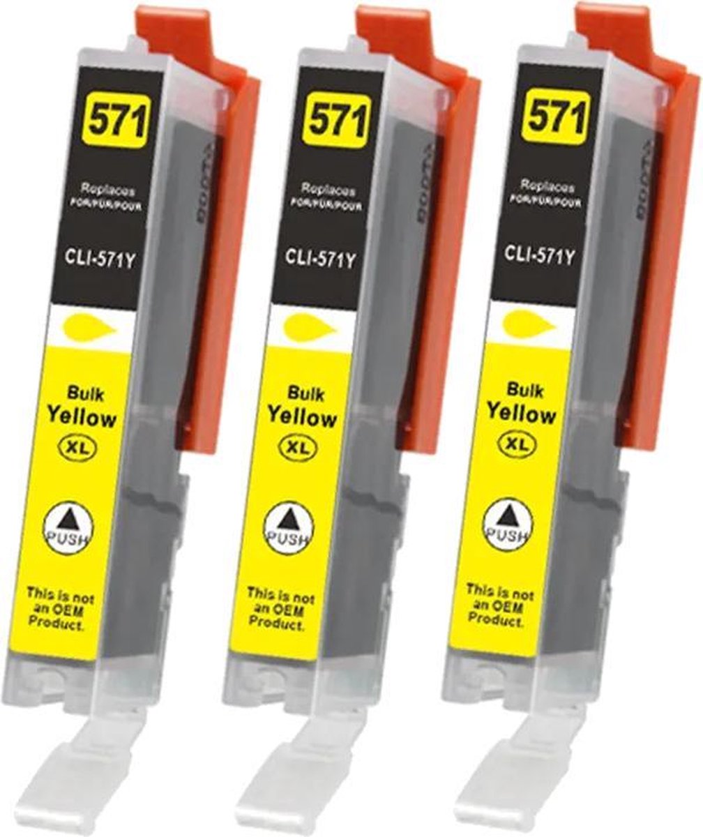 MediaHolland® Huismerk Cartridges CLI571Y CLI571 Geel geschikt voor Canon Multipack 3 stuks