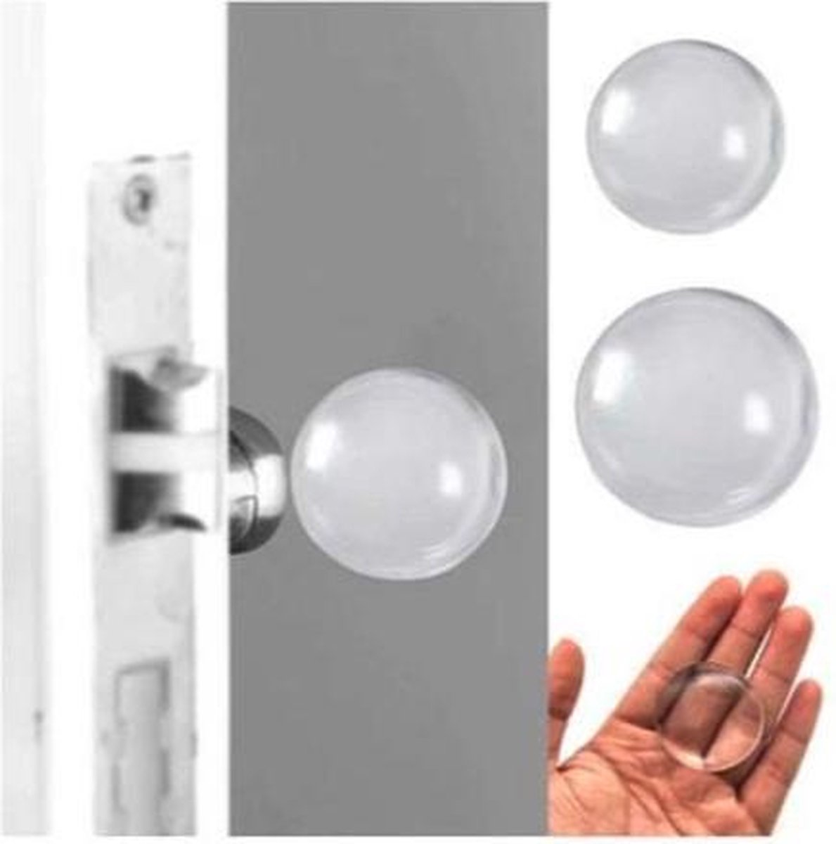 FSW-Products - Zelfklevende deurbeschermers - 2 Stuks - Transparant - 4cm dia - Deurbescherming - Deurstoppers - Muurbeschermer - Muurbescherming - Deurstoppers - Siliconen deurstoppers - Deurklink buffers - Deurklink - Flexibel - Stootrubber deur