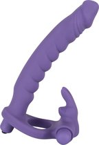 Los Analos – Anale Voorbind Dildo voor Mannen met Vibrerend Clitoris Stimulatie Penis Ring Ontwerp voor Triple Verwenning – 16 cm – Paars