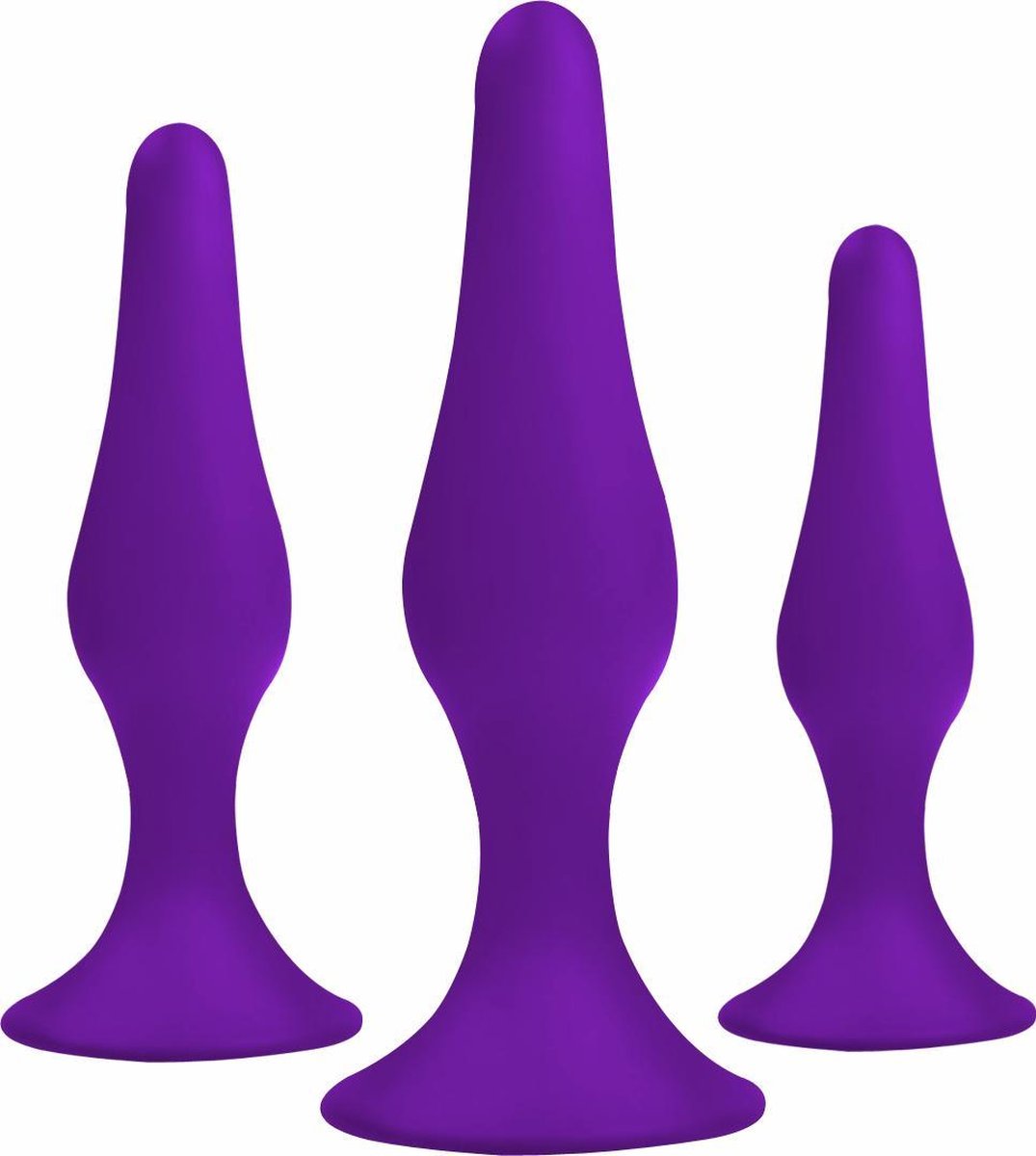 Power Escorts Anal Plug Box - Anale Butt Plugs 3-Pack - Siliconen - Paars