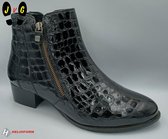Helioform Dames enkellaars, H220 zwart croco lak, Maat 39