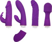 Darom! 4-in-1 Vibratorset Deluxe – 4 hulpstukken – Waterdicht – G-Spot Clitoris – 10 standen - Paars