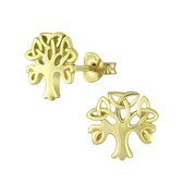 Joy|S - Zilveren Keltische boom oorbellen - 10 x 9 mm - 14k goudplating
