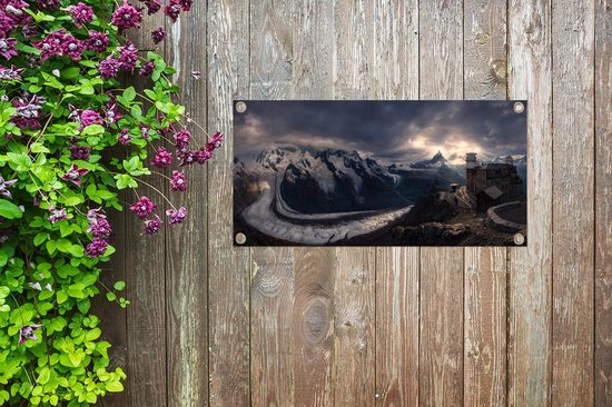 Affiche de jardin Observatoire en Suisse - 80x40 cm - Décoration murale Outdoor - Affiche de jardin - Toile de jardin - Affiche de clôture - Peinture de jardin