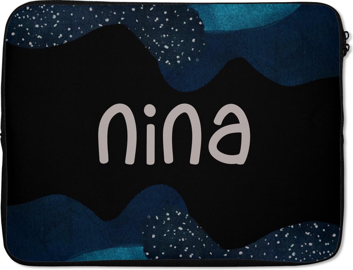Laptophoes 15.6 inch - Nina - Pastel - Meisje - Laptop sleeve - Binnenmaat 37x26 cm - Zwarte achterkant