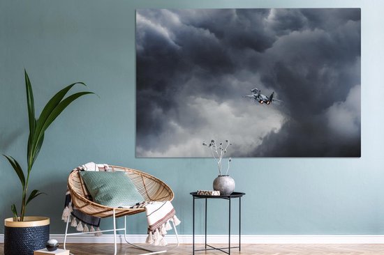 Avion de chasse vole dans les airs 180x120 cm - Tirage photo sur toile (Décoration murale salon / chambre) XXL / Groot format!