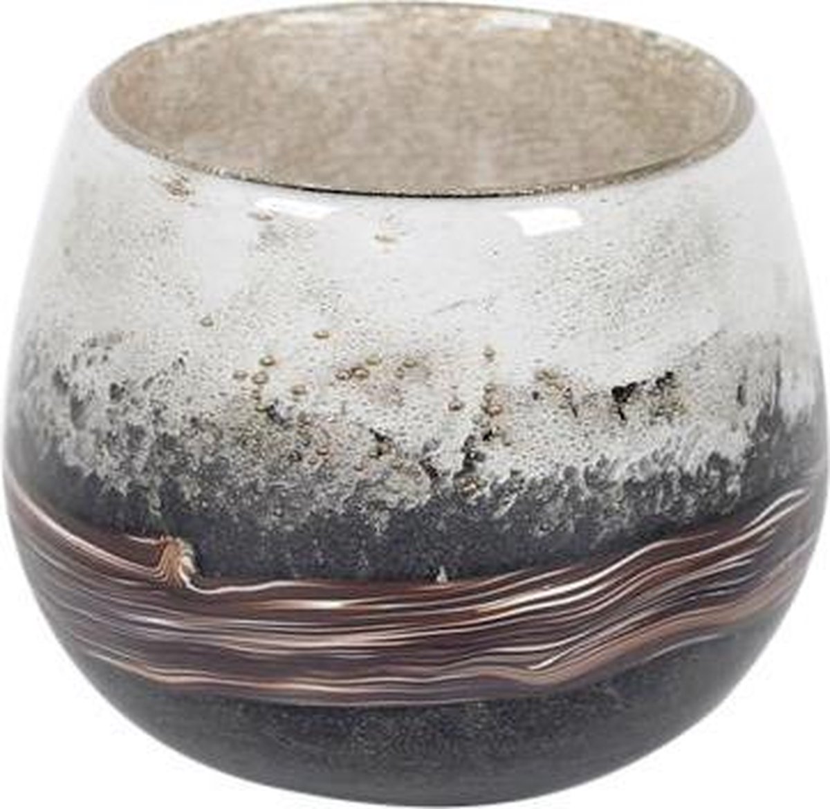 Rasteli Vaas Glas Grijs-Bruin-Gemêleerd D 12 cm H 10 cm