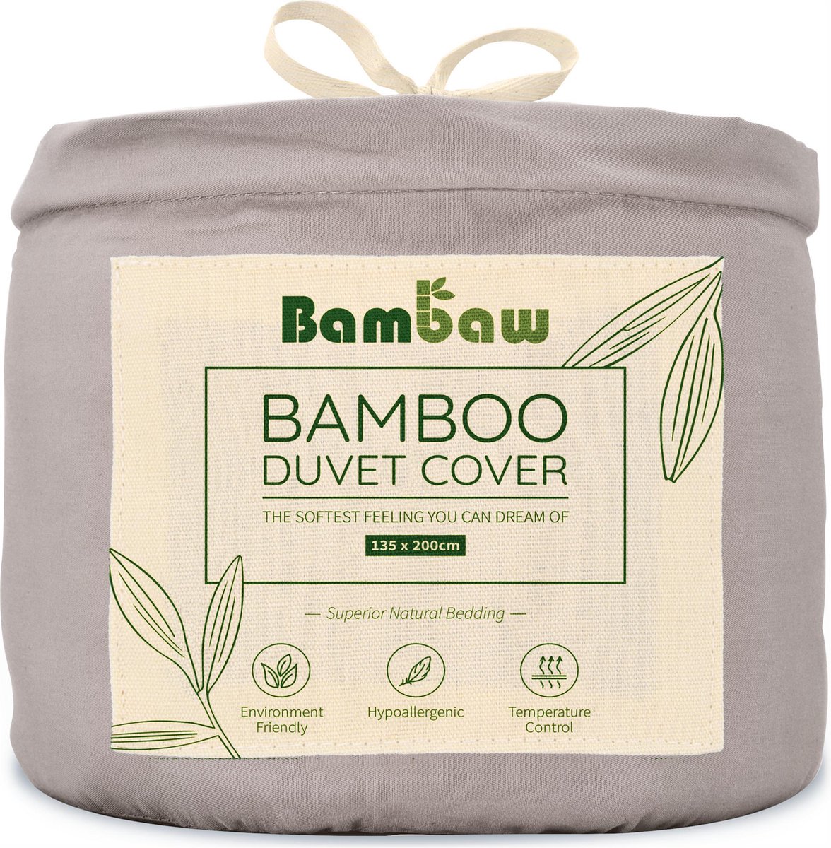 Bamboe Dekbed | 135 x 200cm | Ultrazacht | Grijs | Eco Dekbedhoes | Luxe Bamboe Beddengoed | Hypoallergeen Dekbedovertrek | Puur Bamboe viscose rayon Dekbedhoes | Ultra-ademende Stof | Bambaw