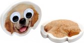 gum hond met bewegende ogen junior 6 cm beige