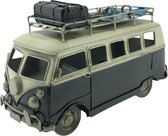 VW Retro Bus - Wintersport Ski's - Modelauto - Metaal - 25 x 12 x 15 CM - Zwart