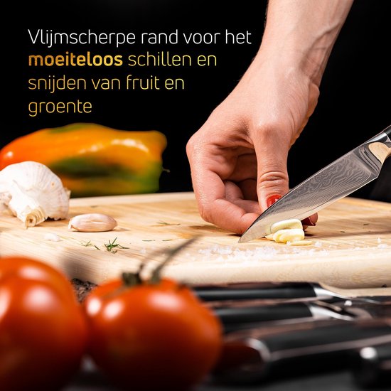 VDN Couteau éplucheur en acier damassé - Série Élégance - Damas japonais VG-10 - 67 couches d'acier