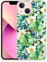 Silicone Back Cover geschikt voor iPhone 13 mini Telefoon Hoesje Orchidee Groen
