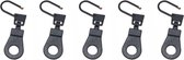 5x hersluitbare ritstrekker - lipje rits aanklikbaar - vervangende ritssluiter bij kapotte rits - 4 cm - Zwart