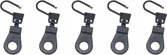5x hersluitbare ritstrekker - lipje rits aanklikbaar - vervangende ritssluiter bij kapotte rits - 4 cm - Zwart