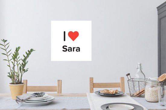 Stickers muraux - Film adhésif - J'aime - Sara - Fille - 80x80 cm - Film adhésif - Stickers muraux chambre d'enfant - Papier peint autocollant - Papier peint autocollant - Film adhésif