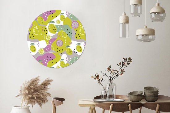 WallCircle - Wall Circle - Wall Circle Indoor - Été - Citrons - Taches - 90x90 cm - Décoration murale - Peintures Ronds