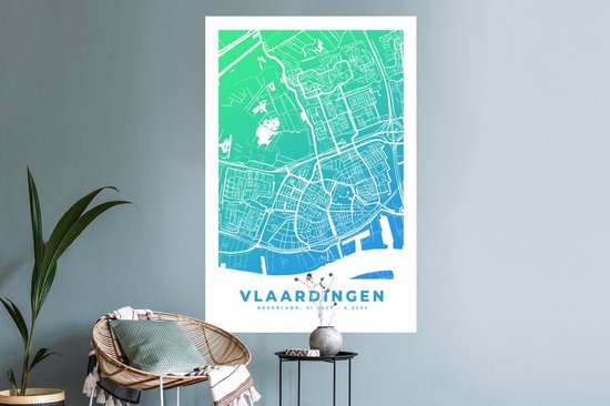 Stickers muraux - Plan de la ville - Vlaardingen - Nederland - 80x120 cm - Feuille adhésive - Carte