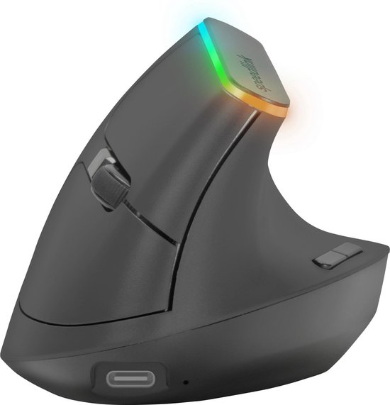 Speedlink FIN Illuminated Rechargeable Vertical Ergonomic Wireless Mouse - Black