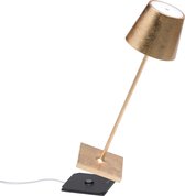 Zafferano - Poldina Pro hoog - Goud - H38cm - Ledlamp - Terraslamp - Bureaulamp – Tafellamp – Snoerloos – Verplaatsbaar – Duurzaam - Voor binnen – LED - Dimbaar - 3000K – IP54 Spat