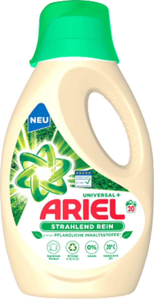 Ariel Universal wasmiddel Strahend Rein op plant aardige basis 4 X 20 wasbeurten - 4x 1100ml