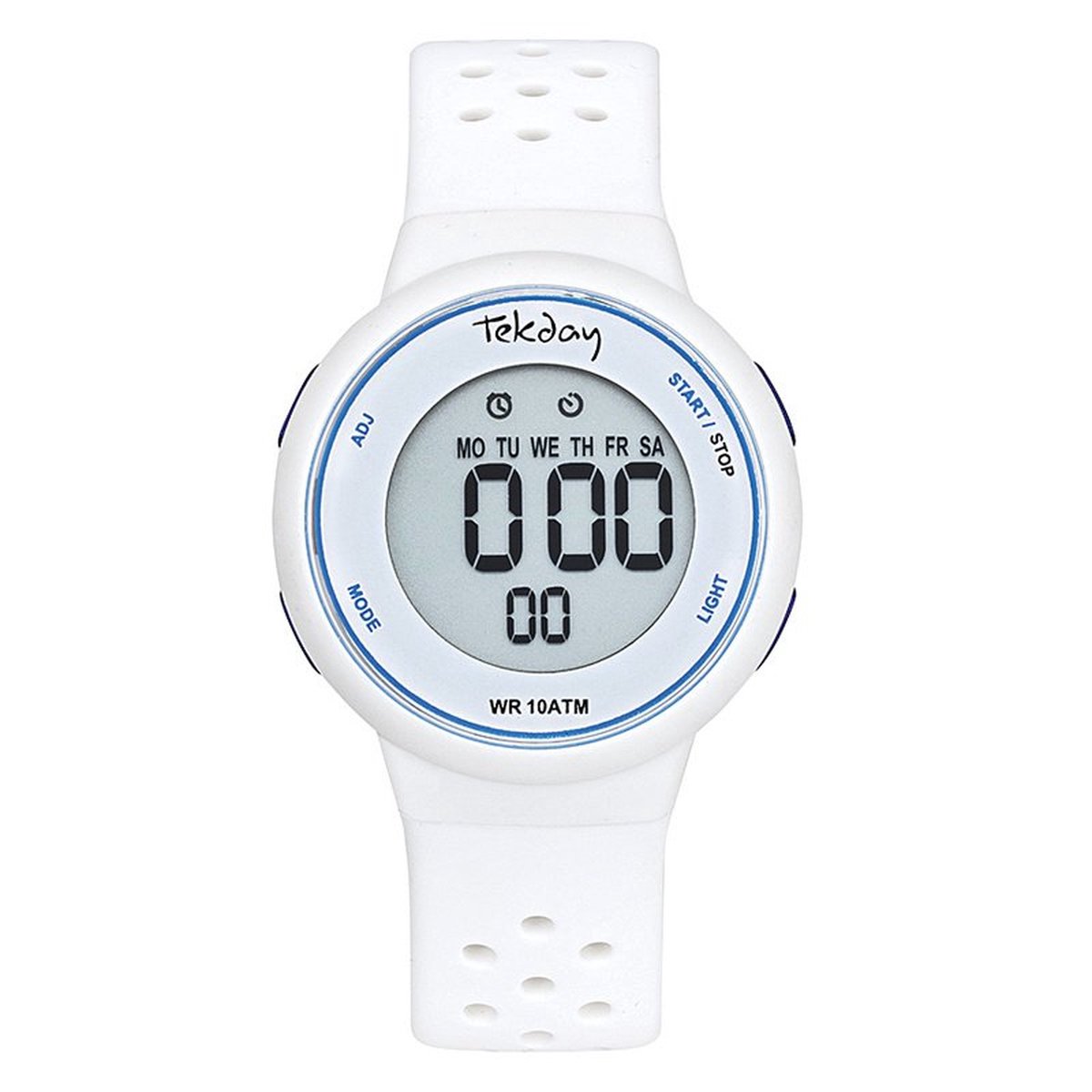 Tekday-Digitaal-Horloge-Waterdicht-Wit-Blauw-Silicone band-Fijn draagcomfort