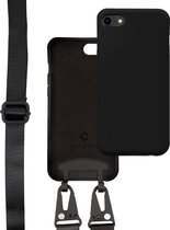 Coverzs Silicone case met dik koord geschikt voor Apple iPhone 7/8/SE2020 - zwart