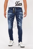 212 by XWAY JEANS K/926 - RIPPET MET PAINT SPLATTER - HEREN SLIM FIT JEANS - SPIJKERBROEK - SLIM FIT - PREMIUM STREET FASHION - BLAUW