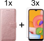 Samsung A03S Hoesje - Samsung Galaxy A03S hoesje bookcase rose goud wallet case portemonnee hoes cover hoesjes - 3x Samsung A03S screenprotector