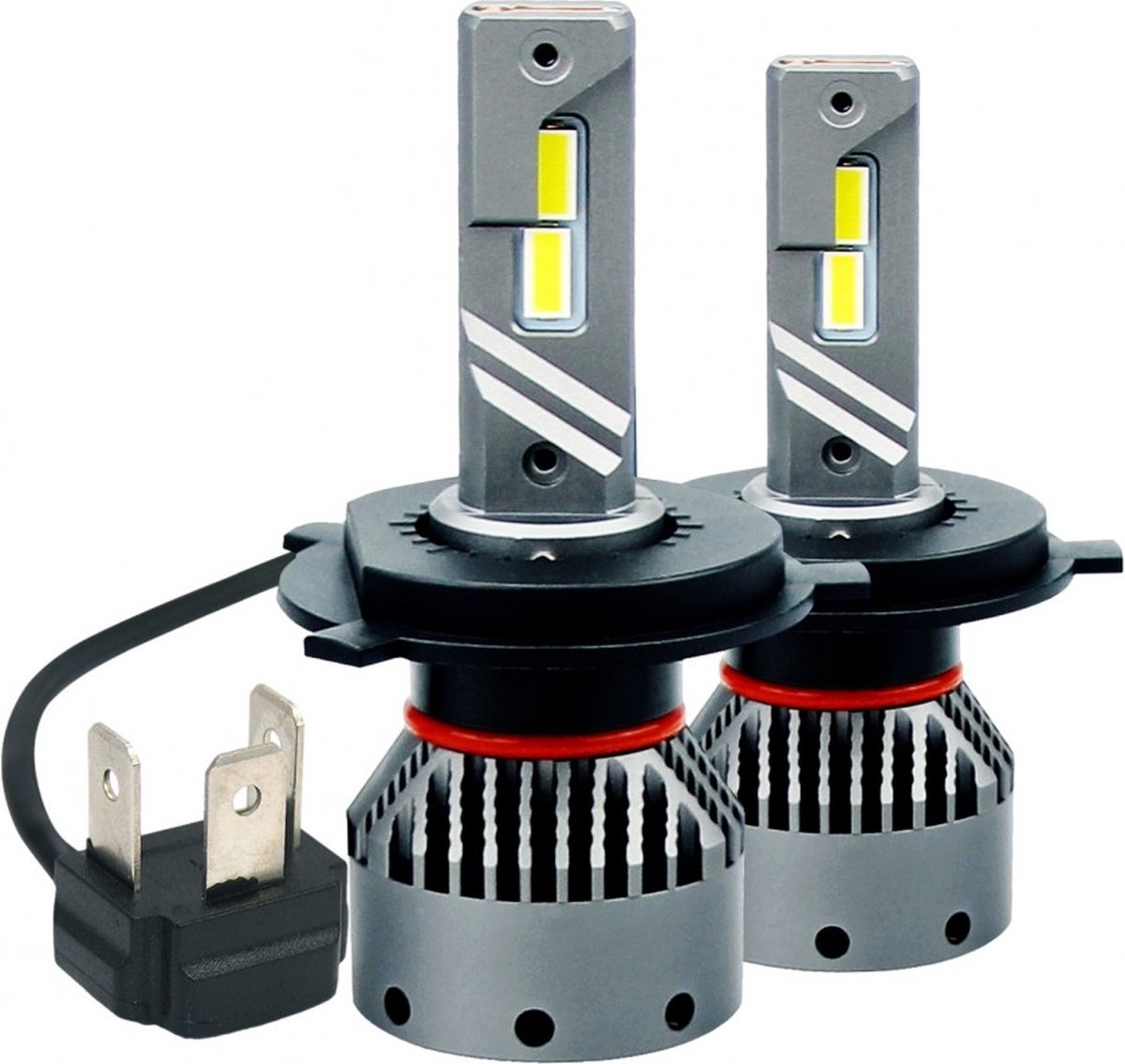 H4 koplamp set | 2x 4-SMD LED daglichtwit 6000K - 13000 Lm/stuk | CAN-BUS 12V - 24V DC