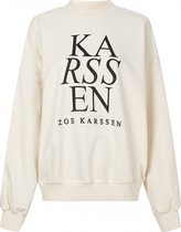 zoe karssen - dames -  trui met roze zk-logo -  gebroken wit - l