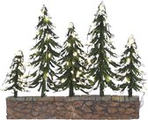 Luville - Snowy trees on stone wall with warm white light battery operated - Kersthuisjes & Kerstdorpen