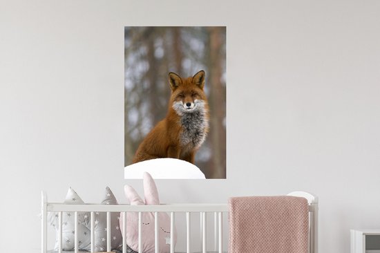 Sticker Muursticker Renard - Renard roux inbos - 40x60 cm - film adhésif autocollant - sticker mural repositionnable