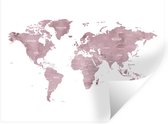 Muurstickers - Sticker Folie - Wereldkaart - Roze - Design - 40x30 cm - Plakfolie - Muurstickers Kinderkamer - Zelfklevend Behang - Zelfklevend behangpapier - Stickerfolie