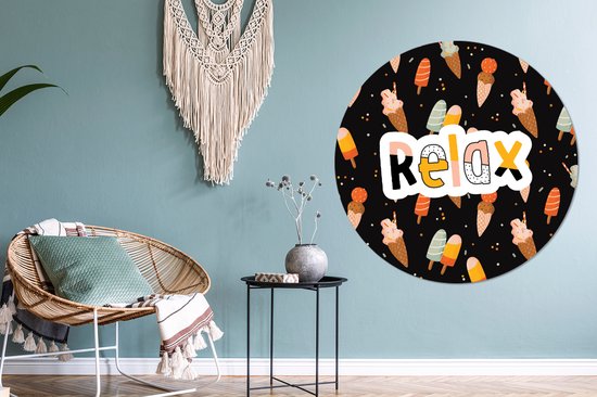 Wall Circle - Wall Circle Indoor - Summer - Zwart - Glace - ⌀ 150 cm - Peintures Décoration murale - Tableaux Ronds