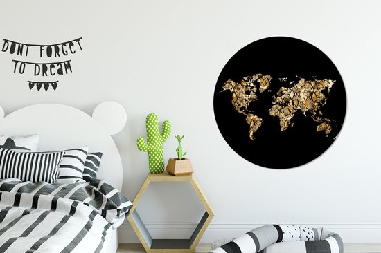 Papier peint Circle - Carte - Monde - Serpent - Design - 100x100 cm - Wall Circle XXL