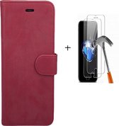 GSMNed - Wallet Softcase - bookcase - pasjeshouder - Booktype voor iPhone SE (2020) - 8 - 7 – rood Leer - met screenprotector