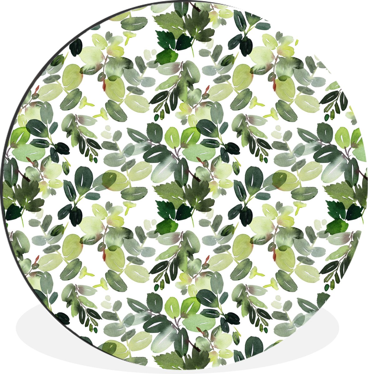 WallCircle - Wandcirkel - Muurcirkel - Planten - Waterverf - Groen - Aluminium - Dibond - 30x30 cm - Binnen en Buiten