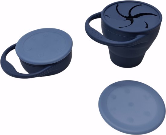Tasse à collation - Tasse à collation - Pliable - Siliconen - Durable - Bébé - Tout-petit - Tout-petit - Services de table - Ensemble de repas pour bébé - Sur le pouce - Blauw