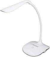 LED Bureaulamp - Estoya Acrin - 3W - Helder/Koud Wit 5500K - Touch Schakelaar - Dimbaar - Flexibele Arm - USB Opladen - Mat Wit - Kunststof