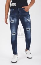 CHARJ JEANS - HEREN JEANS MET SHEUREN - SPIJKERBROEK - SKINNY FIT - PREMIUM STREET FASHION - BLAUW