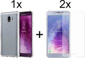 Samsung J4 2018 Hoesje - Samsung Galaxy J4 2018 hoesje shock proof case transparant - 2x Samsung J4 2018 Screenprotector