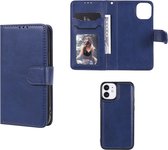 Apple iPhone 12 Mini hoesje, MobyDefend Luxe 2-in-1 Wallet Book Case Met Uitneembare Backcover, Blauw | GSM Hoesje / Telefoonhoesje Geschikt Voor: Apple iPhone 12 Mini