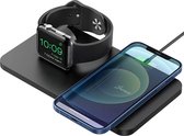 Seneo - 2 in 1 Dual Wireless Charging Pad - draadloze oplader met iWatch-standaard - Oplaadstation - Dockingstation  (exclusief iWatch-oplaadkabel)