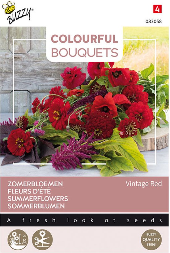 Buzzy bloemzaad - Zomerbloemen Vintage Red | Colorful Bouquets