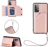 Luxe PU Lederen Wallet Case Geschikt Voor Oppo Reno6 Pro 5G - Portemonnee Back Cover Hoesje Met Multi Stand Functie - Kaarthouder Card Case Beschermhoes Sleeve Met Pasjes Houder & Knoop Sluit