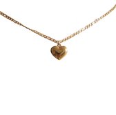 RVS ketting | chain ketting met massief hart | goud | Dames