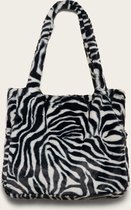 Omay Classic Bag - Schoudertas voor Dames - Shopper Zwart & Wit - Zebra - 45x10x41 cm - Handmade