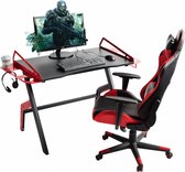 Game Bureau met Metalen Frame - Gaming Desk - Zwart / Rood