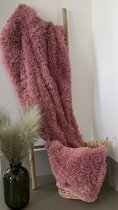 plaid - woonplaid - 200x220cm - oud roze - luxe deken
