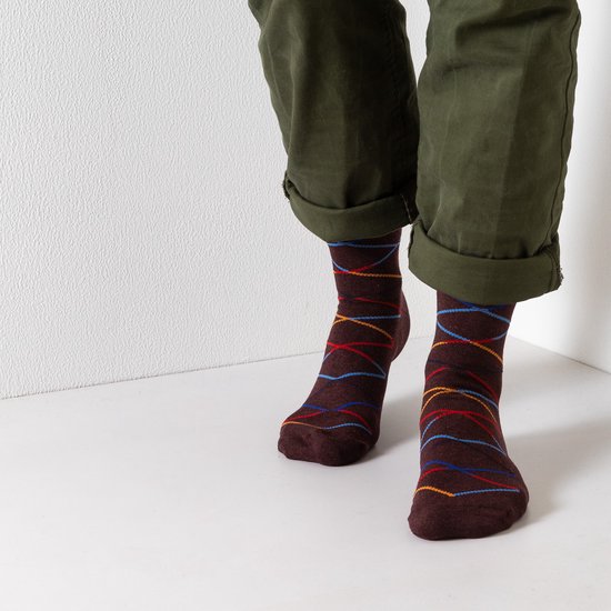 Duurzame sokken Vodde Argyle 2-pack Bordeaux / 39-42